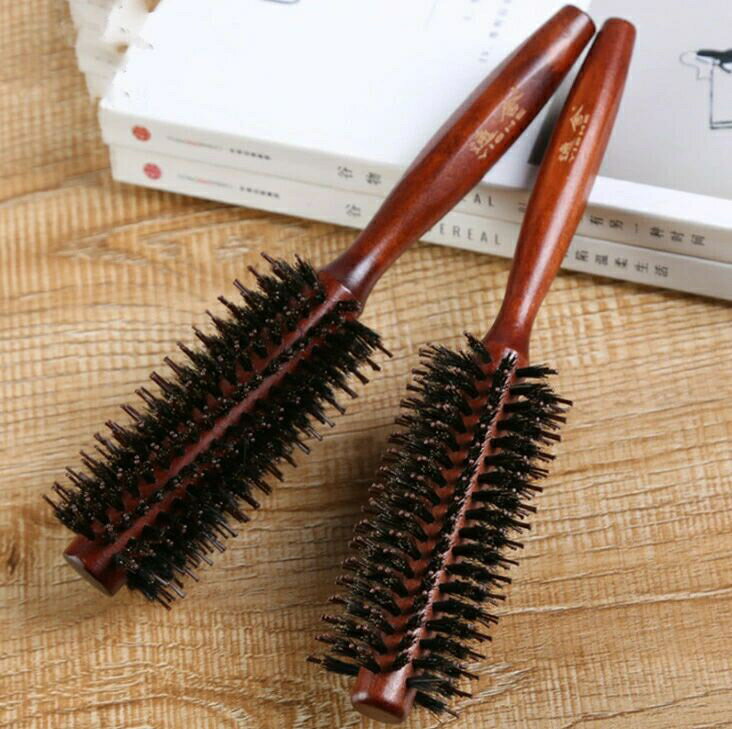 ヘアブラシ 豚毛 ロールブラシ カールブラシ ブローブラシ ヘア ブラシ ヘアセット くし 巻き髪 前髪 ..