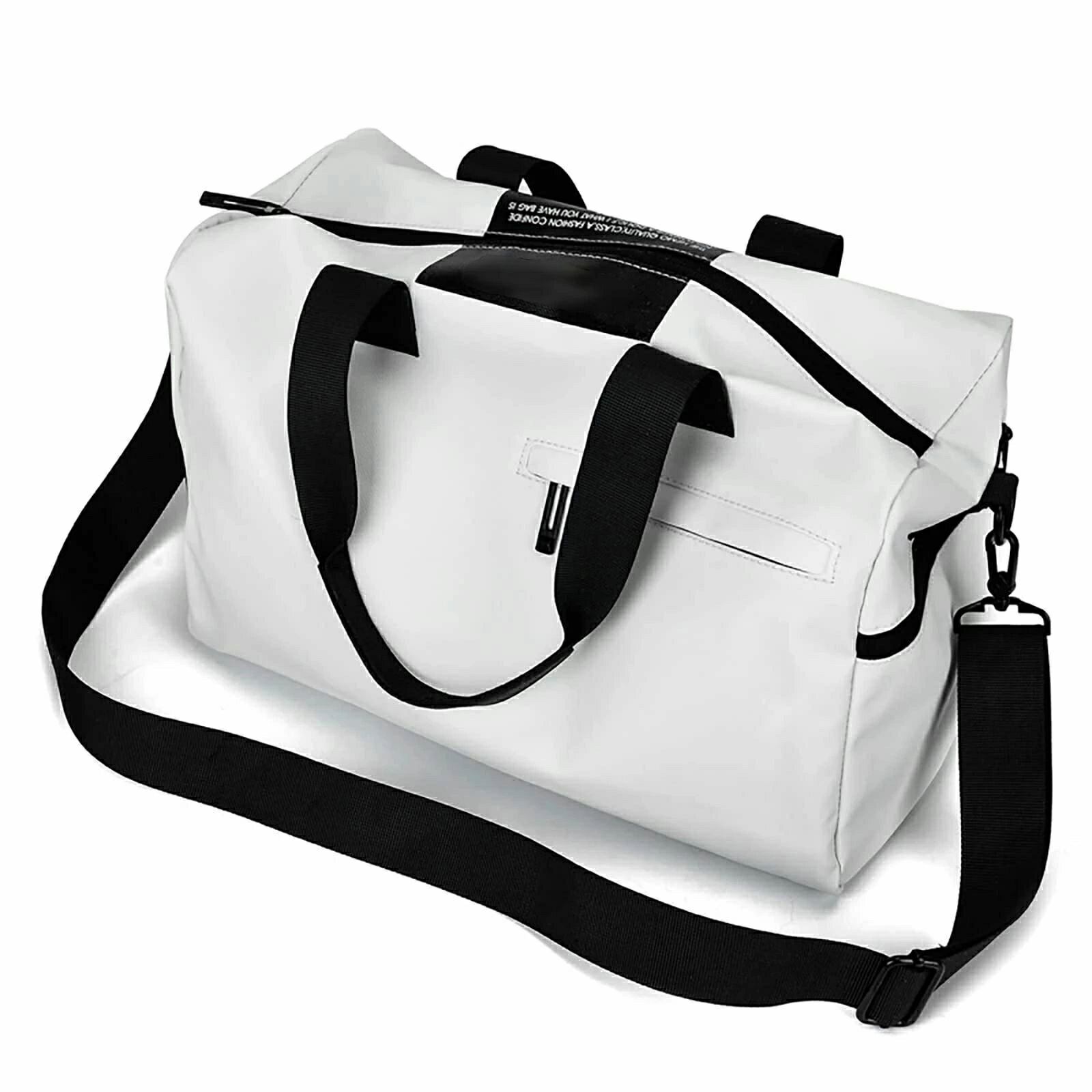 ボストンバッグ メンズ レディース ショルダーバッグ PU 大容量 修学旅行 ジム 筋トレ 旅行バッグ 撥水 A4 ゴルフバッグ スポーツバッグ 1泊 B601 (ホワイト)