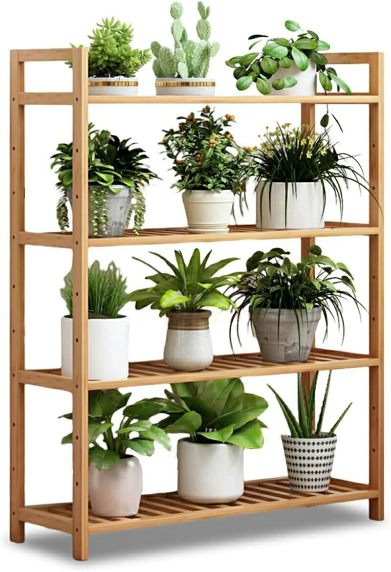 フラワースタンド 室内 屋外 3段 4段 5段ガーデンラック 竹製 植木鉢台 花置き棚 おしゃれ シンプル 飾..