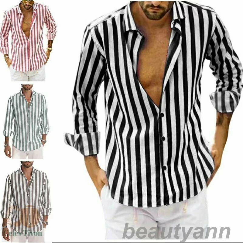 トレンドのビッグシルエット! 大きサイズストライプ 長袖 シャツ メンズ M-7L 大きいサイズ メンズ トップス カジュアルシャツ ニッセンメンズ バンドカラ...