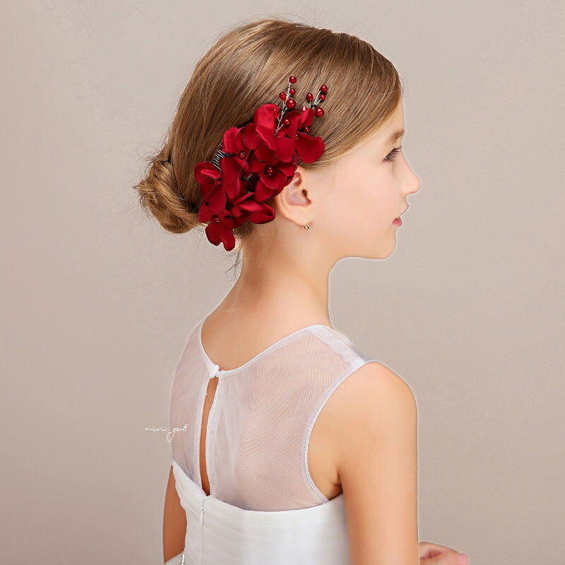 花 ヘアアクセサリー ウェデイング ヘッドドレス ブライダル 髪飾り 七五三 発表会 ヘアコーム 花 コー..