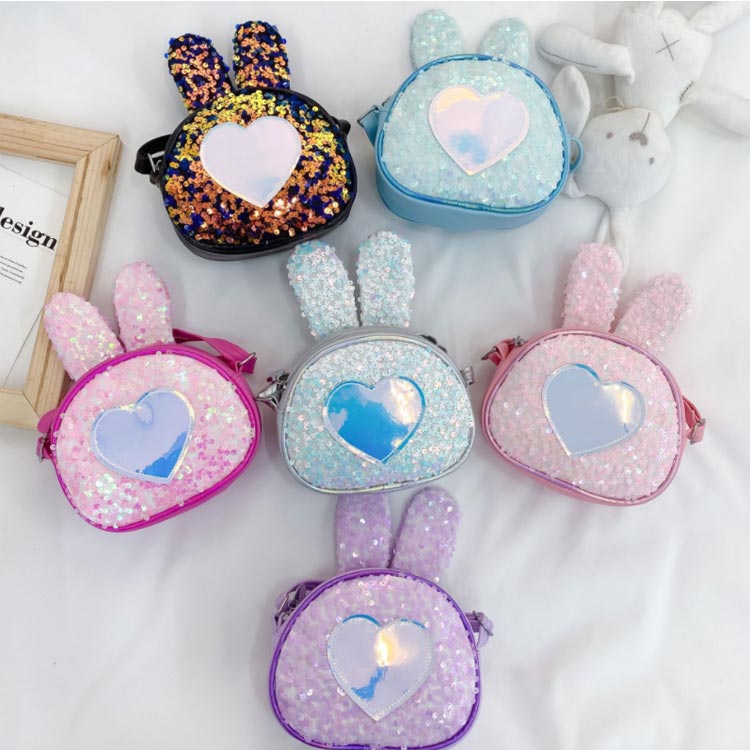 キッズバッグ ウサ耳 ショルダー きらきら 子供用 斜めがけ 萌る キッズ ショルダ...