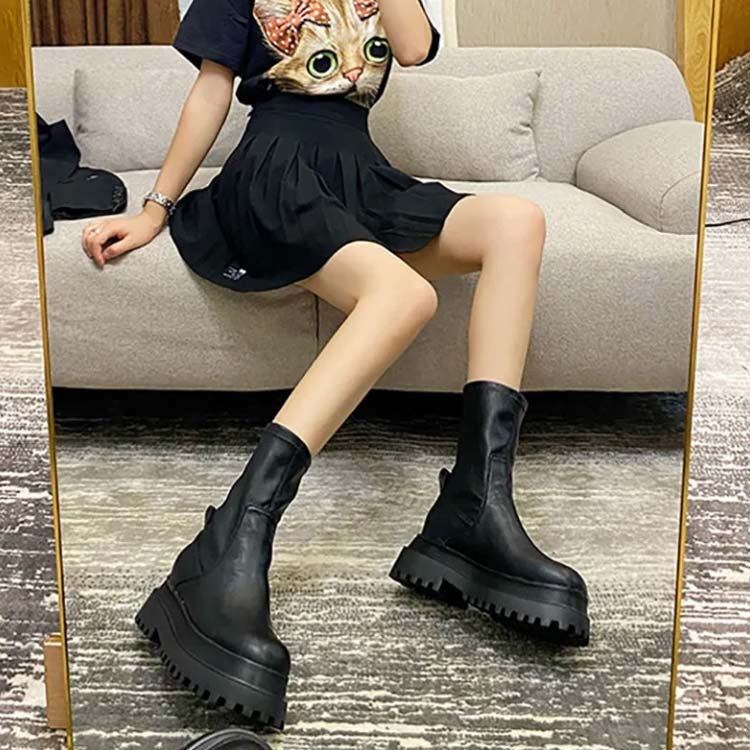 ショートブーツ ロングブーツ 2タイプ丈 レディース 靴 厚底 ブーツ サイドジッパーブーツ ニーハイブーツ 膝下丈 美脚 長靴 ストレッチ シューズ 歩きやすい 厚底 秋冬 おしゃれ 美脚 可愛い カジュアル 防寒 暖かい ソックスブーツ