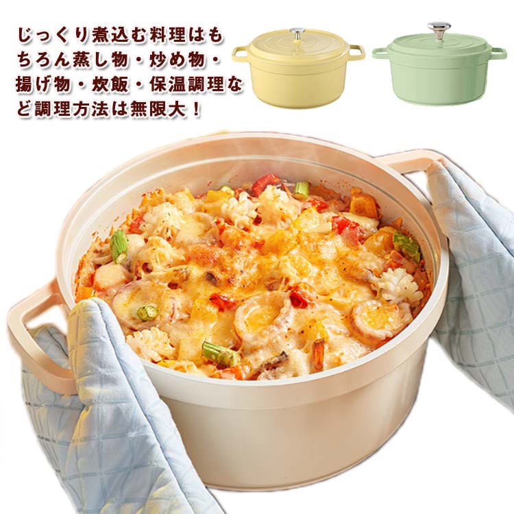 ホーロー鍋 鉄鋳物 ホーロー 両手鍋 20cm 深型 蓋付き IH対応 ガス火対応 琺瑯鍋 深鍋 卓上鍋 パスタ鍋 カレー鍋 寸胴鍋 琺瑯 ホーロー鍋 調理器具 ホーロー 鍋 なべ ギフト 北欧 おしゃれ