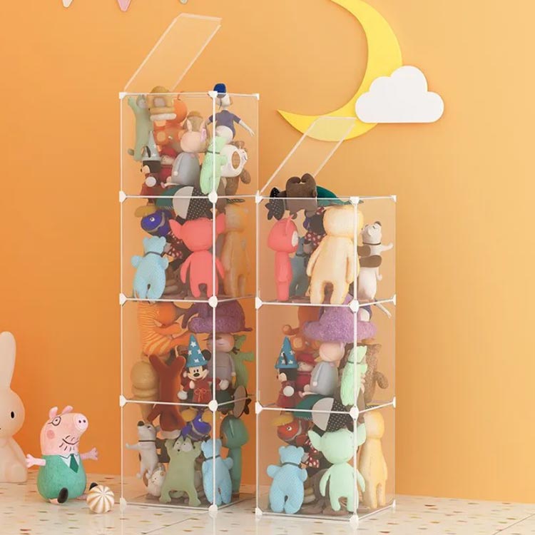 ぬいぐるみボックス 収納ケース 防塵 収納家具 省スペース 透明 縦 四角 ぬいぐるみ 人形 クリア フィギュア 収納ボックス コレクション収納 ぬいぐるみ 防塵 防湿 蓋付き ディスプレイケース 展示棚