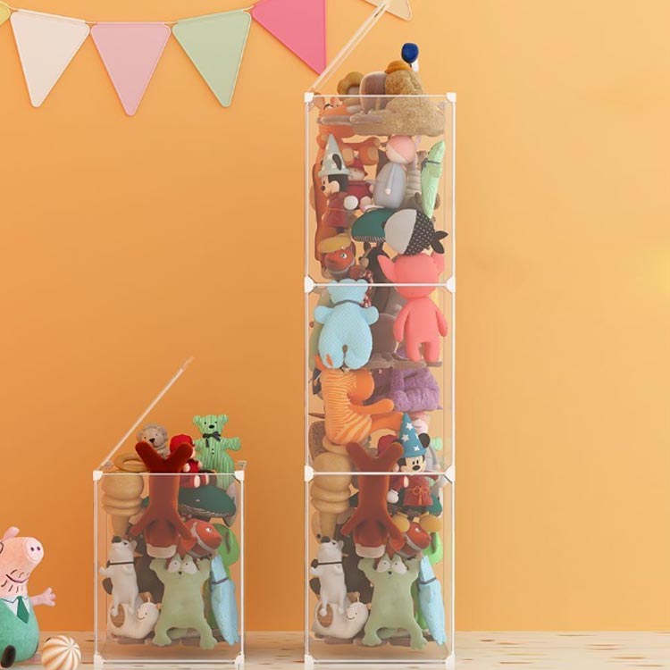 ぬいぐるみボックス 収納ケース 防塵 収納家具 省スペース 透明 縦 四角 ぬいぐるみ 人形 クリア フィギュア 収納ボックス コレクション収納 ぬいぐるみ 防塵 防湿 蓋付き ディスプレイケース 展示棚 [2]