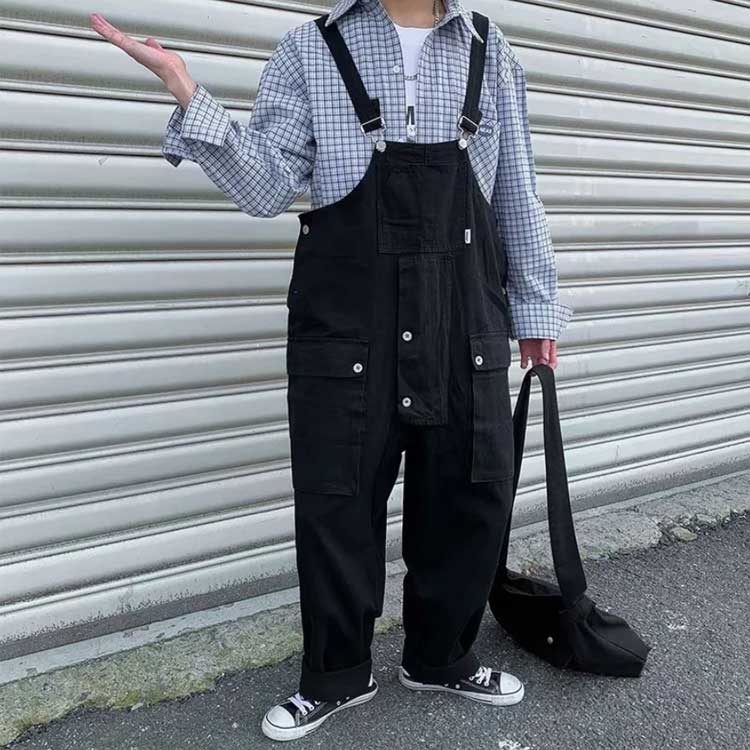 サルエルパンツ オールシーズン 薄手 オーバーオール メンズ つなぎ サロペット ゆったり オーバーオール オールインワン 無地 作業着 大きいサイズ ストリート系 カーゴパンツ