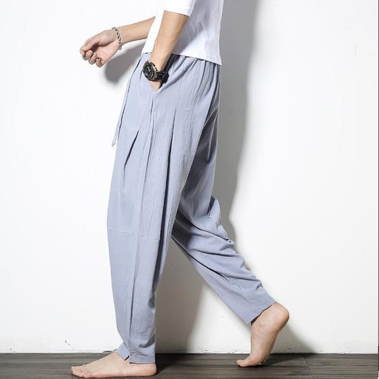 ロング丈 涼しい メンズ 春夏 ズボン サルエルパンツ サルエルパンツ イージーパンツ ゆったり ウエストゴム コットンリネン 綿麻パンツ リラックス 部屋着 ルームウェア