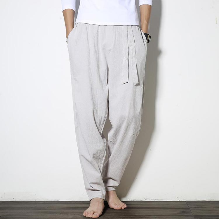 ロング丈 涼しい メンズ 春夏 ズボン サルエルパンツ サルエルパンツ イージーパンツ ゆったり ウエストゴム コットンリネン 綿麻パンツ リラックス 部屋着 ルームウェア