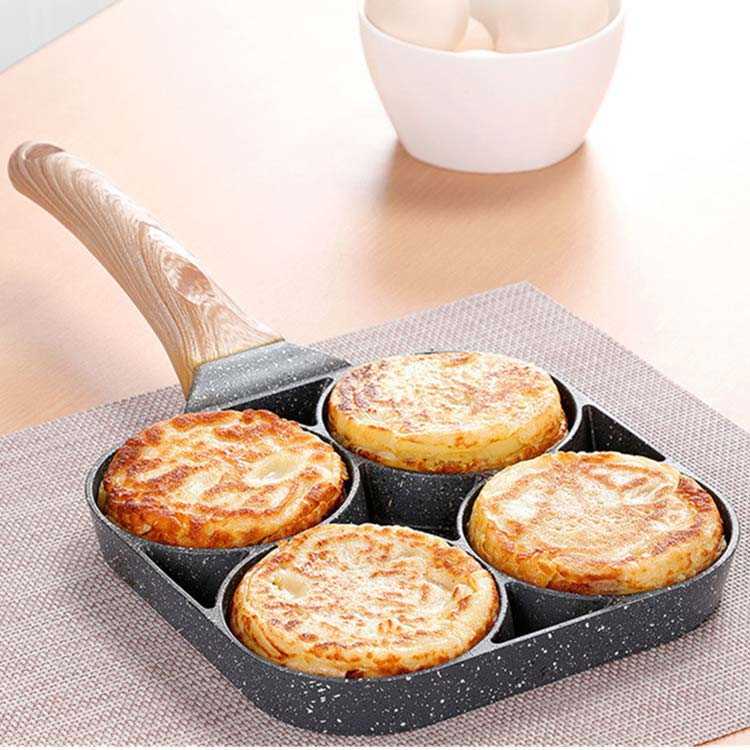 仕切り付き 鉄 フライパン 4つ穴円形フライパン 2つ穴円形フライパン 目玉焼きフライパン フライパン パンケーキ マルチパン 仕切り 今川焼き お弁当 4つ穴円形フライパン 3in1 弁当 作り キャラ弁 型 丸い 朝食 エッグパン 電磁調理器 viblo-10002669 VIBLO サンプル画像3