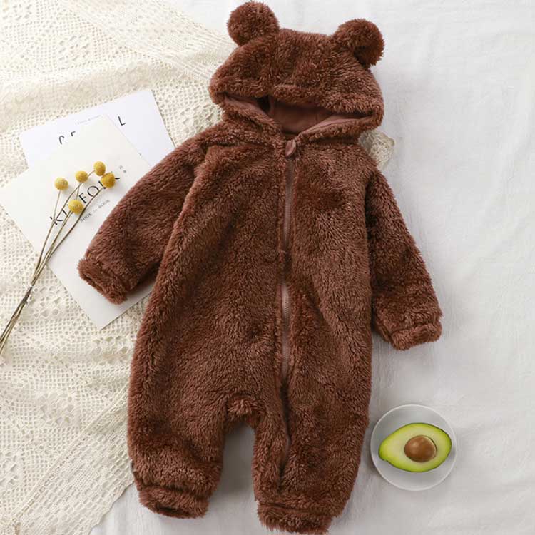 ベビー服 ロンパース 子ども服 ロンパース ベビーカバーオール ベビー 赤ちゃん 男の子 女の子 もこもこ ふわふわ フリース くま耳 フード付き アウター 暖かい 新生児 くま パジャマ 長袖 秋 冬 ボア 防寒 着ぐるみ 出産祝い 出産準備 子供服 送料無料 2