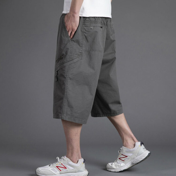 メンズ ひざ下 夏用 太め カーゴパンツ L～6XL！膝下 7分丈 薄手 ゆったり スポーツ 作業着 チノパン ワイドパンツ ミリタリーパンツ イージーパンツ ワークパンツ クロップドパンツ パンツ ゆったり L～6XL！膝下 イージーパンツ 大きいサイズ 涼しい ストレッチ