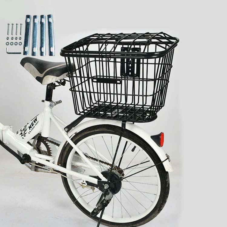 VIBLOの後ろバスケット 後ろカゴ かご 大きい 自転車 蓋つき 蓋なし 自転車かご バイク かご リアカゴ バスケット リアカゴ 後ろ専用 リアバスケット 大容量 収納 通勤 通学 リアキャリア オシャレ お洒落 送料無料｜アングル3