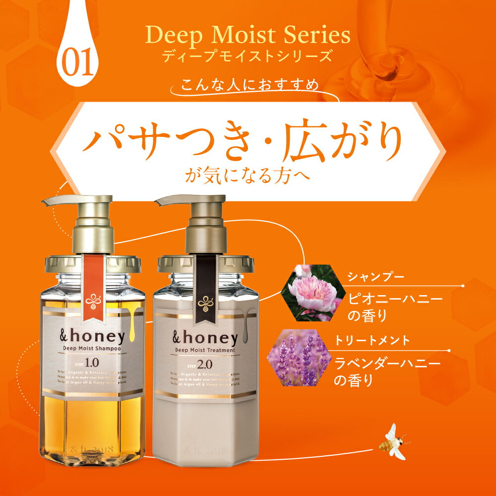 ハチミツをはじめとする保水成分にこだわった オーガニックヘアケア製品 1限定 440ml Honey うねり くせ毛 はちみつ アンドハニー オーガニック ギフト クリーミー ゴワつき シャンプー シルキー セット ダメージ ディープモイスト トリートメント ボトル メルティー 公式