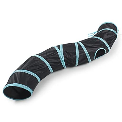 トンネルペット用のおもちゃトンネルペット玩具猫トンネルペット用品おもちゃキャットトンネル折りたたみ式3つのトンネル子犬うさぎフェレットなど噛むおもちゃボールに付き(青い)