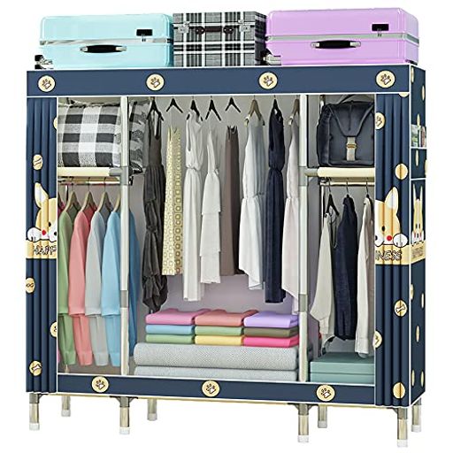 SUKIZUKI ワードローブ クローゼットハンガー カバー付き 収納棚 衣類収納ラック 幅150CM×奥行45CM×高さ170CM シンプル ハンガーラック 整理タンス 洋服掛け 大容量 組み立て式 防水 防塵 防汚