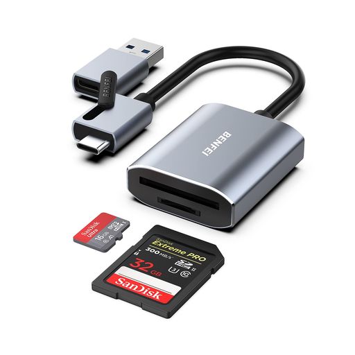 BENFEI SDメモリカードリーダー、USB TYPE-C/TYPE-AからSD/TF(MICRO SD) カードリーダー OTG対応 高速転送 IPHONE 15 PRO/MAX MACBOOK PRO/AIR 2023 IPAD PRO