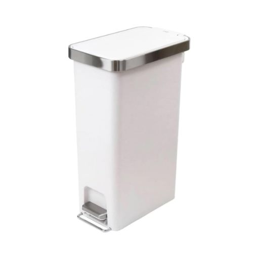 EKO ゴミ箱 ペダル式 ハナ スリム ステップビン ホワイト 40L ふた付き インナーボックス無し EK6268-40L-WH