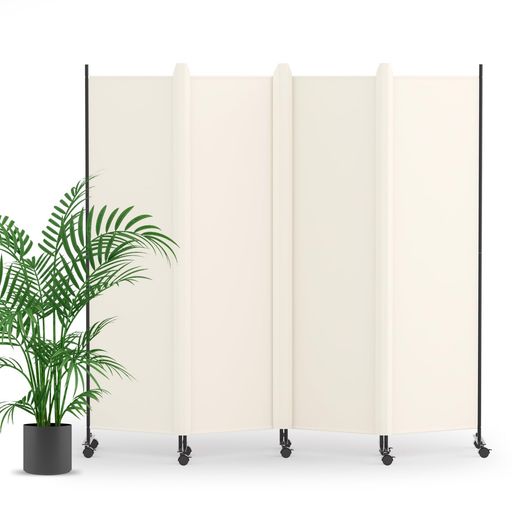 KELIXUパーテーション間仕切り4連自立式カバーストリップ付き衝立キャスター付き高さ1.78mx幅2.24m布タイプ折りたたみ仕切りパネル軽量クロスパーテーション目隠し屏風おしゃれ組み立て簡…