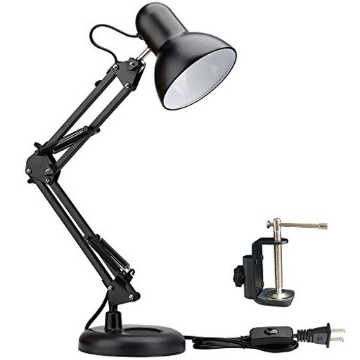LONGSHININGデスクライトLEDライトE26/E27アームライトクランプアームランプスタンド付き角度調整読書..