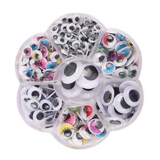 MAEXUS動く目玉シール255個入り動眼目パーツ黒目ドールアイ7種の動物目シールドール作りに使えるアイパーツ手作り人形の動きを与えるア..