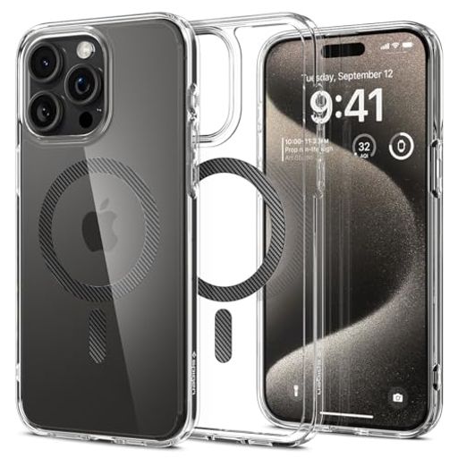 SPIGEN IPHONE 15 PRO MAX ケース クリア MAGSAFE対応 米軍MIL規格 ウルトラ・ハイブリッド・マグフィット ACS06578 カーボン・ファイバー 