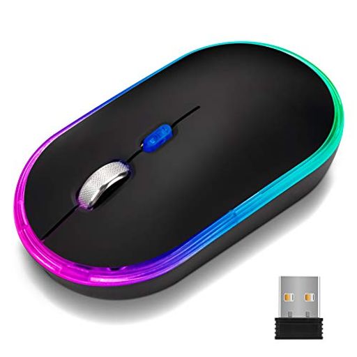 CHONCHOW ワイヤレスマウス 無線 マウス MAC WINDOWSに対応 USB 充電式 7色LEDライト 静音 薄型 軽量 小型マウス 3DPIモード 2.4GHZ 光学式 高精度 省エネルギー 持ち運び便利 T16B