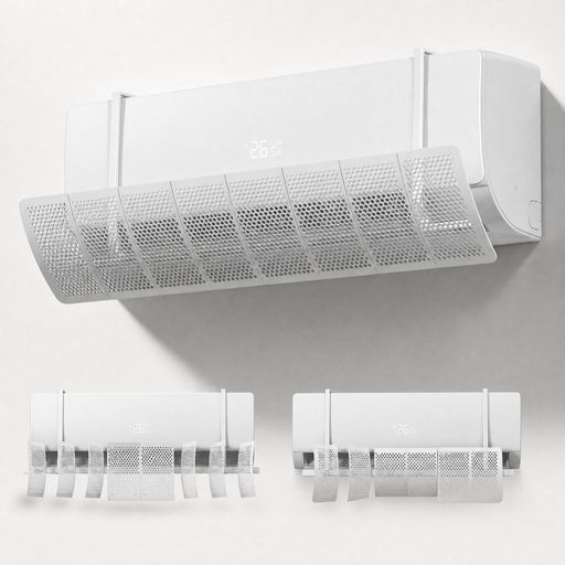Umillion エアコン 風よけ エアコン風除けカバー 風向き上下左右180°変える 風向調整板 8枚ルーバー設計 風量調節可能 直撃風防止 風向きパネル 吹き出し口カバー クーラーの風除け 冷暖房…