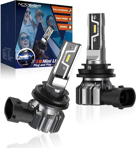 NOVSIGHTh11ledヘッドライト6500k新基準車検対応高性能LEDチップ搭載ledh11バルブホワイト12V車用LEDランプファンレス静音2個セット取...