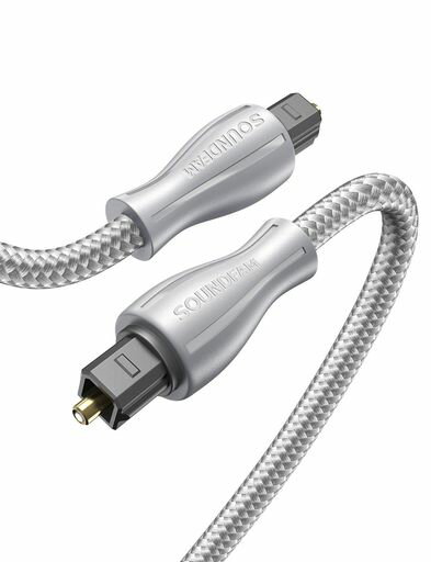 光デジタルケーブルSOUNDFAMToslink光ケーブル光デジタルオーディオケーブル[Hi-Fiサウンド]サウンドバー用デジタルオーディオ光ファイバーケーブル、TV-グレー(5M)