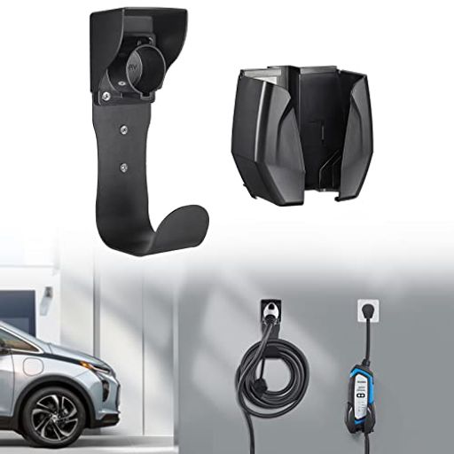 BougeRVEV充電器ケーブルホルダーevコードホルダーEV充電器ホルダーEV充電ケーブルフック雨除けネジ6本付きEV充電器PHEVSAEJ1772専用収納(...