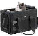 Pecuteペットキャリー猫キャリーバッグ手提げ猫キャリーショルダー猫きゃりーバッグ猫ウサギ小型犬小動物用リュック通気性折りたたみお出かけドライブ旅行通院防災避難用ダークグレー