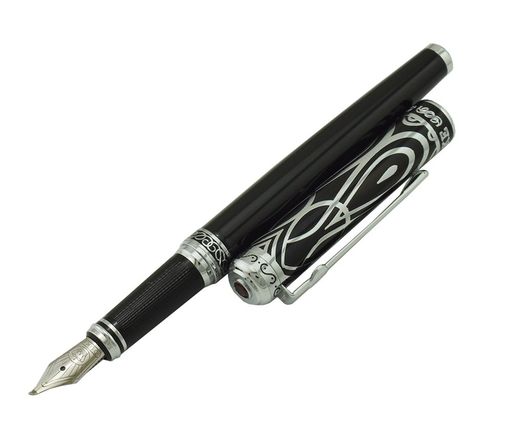 DUKE サファイア 万年筆 特殊ペン先 (0.7-1.2 MM) 中字 太字 美工筆 シルバートリム 手書きとアートの描画‘ ペン画