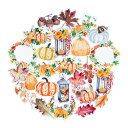 NavyPeonyカボチャやハロウィーンの水彩画風シール(25枚入り)-可愛く、耐水性で、長持ち|水筒、ノートパソコン、スクラップブック、日記帳用シール