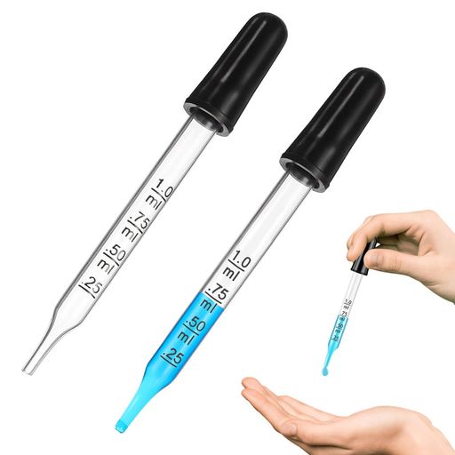 スポイト目盛り付きスポイト1ml2本入りガラス製グラスス移送液用イージードーズ用計測用薬水分化粧品香水精油小分け