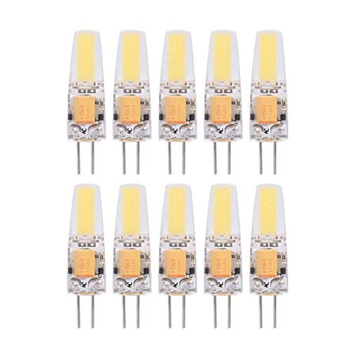 LADIESHOW 10PCS G4口金 LED電球 AC/DC12-24V G4 COBLED電球非調光シリコンランプ器具(暖かい白)