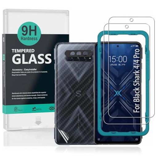 Ibywind 対応 Blackshark 4/4 Pro 5G ガラスフィルム 2 枚保護フィルム ガイド枠付き レンズカバー(1枚)背面シート(1枚) すり傷防止耐衝撃硬度 9H強化ガラスフィルム【滑らかな手触り】【気泡ゼロ…