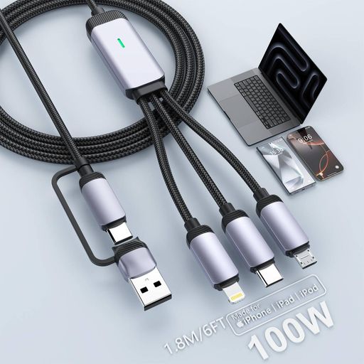 【100W】充電ケーブル3IN1【PD対応100W急速充電】3IN1充電コードLIGHTING+MICRO+US...