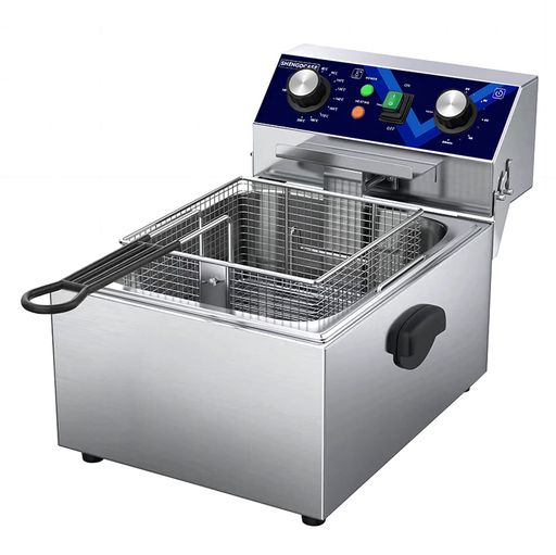 電気フライヤー10L卓上フライヤー揚げ物器ミニフライヤー揚げ物温度調節80°C-200°C家庭用フライヤー業..