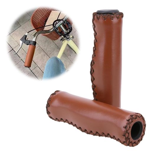 EsiFare自転車ハンドルグリップPU製自転車用グリップレザー手縫いマウンテンバイク痛くない疲労を減らす軽量滑り止め競技用人間工学設計握りやすい簡単に取り付け...