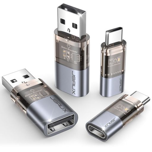 JSAUX USBデータブロッカー&USB Cデータブロッカー(4パック) 透明 USB-A - USB-A & USB-C - USB-C データブロッカー 充電専用 ジュースジャッキング防止 ハッキング拒否 安全な充電 JSAUX USBデータブロッカー&USB Cデータブロッカー(4パック) 透明 USB-A - USB-A & USB-C - USB-C データブロッカー 充電専用 ジュースジャッキング防止 ハッキング拒否 安全な充電