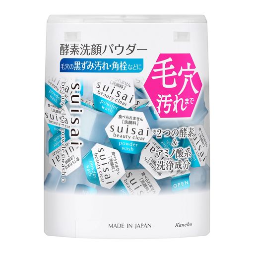 【ご購入前の重要な確認事項】 いつもご利用いただき、誠にありがとうございます。 いつも【vicsystore楽天市場店】をご利用いただき、誠にありがとうございます。 最近、商品の入数・数量・サイズなどのご注文内容に関する間違いが増えております。 お手数ではございますが、ご購入手続きの際には、入数・数量・サイズを今一度ご確認いただけますようお願いいたします。 ご注文から 30分以上経過した場合、入数・数量・サイズ等の間違いによるキャンセルはお受けできません。 ご不明な点がある場合は、必ずご注文前にお問い合わせください。 🚚 ご注文に関するご案内 最短でのお届けをご希望の方へ 日時指定をされない場合、最短での発送手配が可能です。お急ぎの場合は日時指定なしでのご注文をおすすめいたします。 営業所留めについて 営業所留めには対応しておりません。 誤った郵便番号や住所でご注文された場合、発送時に発生した費用や損失はお客様のご負担となりますのでご注意ください。 お支払い方法について コンビニ払い・銀行振込などの前払いの場合は、ご入金確認後に在庫を確保いたします。 そのため、ご入金のタイミングによっては欠品となる場合がございます。 ギフト対応について 誠に申し訳ございませんが、のし・ラッピング・メッセージカード等のギフト対応は行っておりません。 ご購入数量の上限について 当店ではすべての商品に購入上限を設けております。 上限を超える数量をご希望の場合は、ご購入前に必ずお問い合わせください。 キャンセルについて ご注文から 30分を過ぎた場合、お客様都合によるキャンセルはお受けできません。 内容に不安がある場合は、ご注文前に必ずお問い合わせください。 内容量:0.4G(1回分)x32個 ブラント名:SUISAI(スイサイ) うるおい守って透明感UP 香料フリー・着色料フリー 【こんな方におすすめ】毛穴の黒ずみ汚れ・角栓が気になる方に 2つの酵素&amp;アミノ酸系洗浄成分配合※で毛穴の黒ずみ汚れ・角栓・ザラつき・古い角質をうるおいを守りながら取り去って、洗うたび透明感がアップ。つるつるすべすべな素肌に洗い上げる酵素洗顔パウダー。