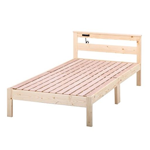 不二貿易ベッドフレームシングル幅102cmナチュラルコンセント付きパイン材ブラザー50226