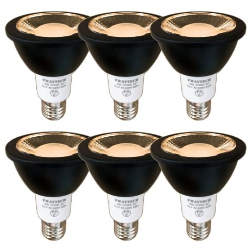 FWAYTECH LED電球 E17口金 調光対応 6W 中角30度 50W~60W相当 ダクトレールLEDスポットライト レフ電球代替 密閉器具対応 (電球色相当(2700K) 本体黒 E17口金 調光(6個))