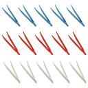 PAVIKEプラスチックピンセット(15個入り)ビーズピンセットプラスチックトイクリッププラスチック製多機能ピンセット静電気防止斜めの先端おもちゃクランプアクセ...