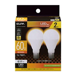 エルパ (ELPA) LED電球ミニクリプトン形 E17 電球色相当 屋内用 2個入 LDA7L-G-E17-G4106-2P