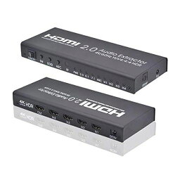 SOUTHSKY 3D4K2160P60HZ HDMI 2.0切替器、スイッチHDCP2.2,4つの入力と1つの出力、SPDIF、光ファイバ,3.5MM R/L 音声分离出力,リモコン付き