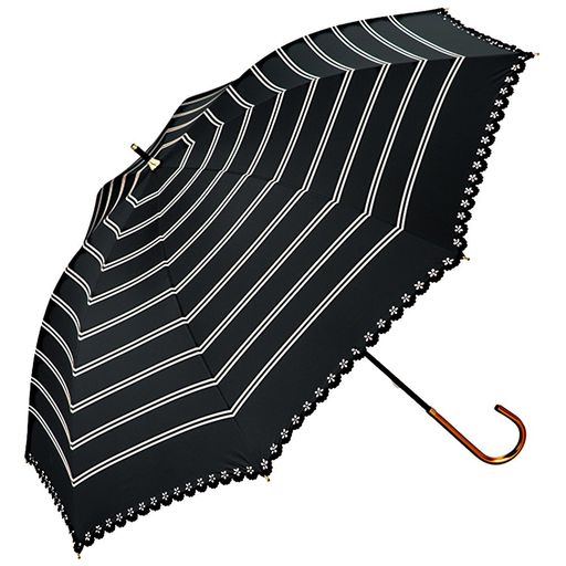 w.p.c日傘晴雨兼用遮光ボーダーヒートカットブラック50cm81-3069 w.p.c日傘晴雨兼用遮光ボーダーヒートカットブラック50cm81-3069