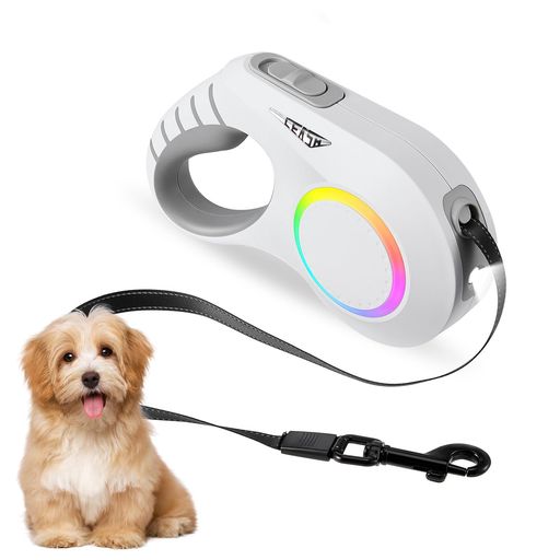 【7色呼吸ライト・照明ライト付き】伸縮リードハンズフリー光るLED呼吸ライト犬用リードロック自由調整..