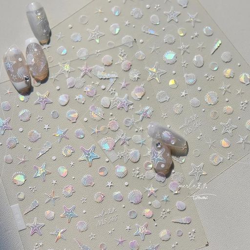 Honnydendネイルアートシール2枚セッ5D夏の貝殻ネイルアートステッカー自己粘着春夏デカールデザイン女性女の子子供のためのネイルアート装飾